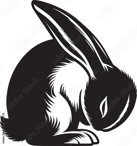 Humble rabbit bowing slightly silhouette