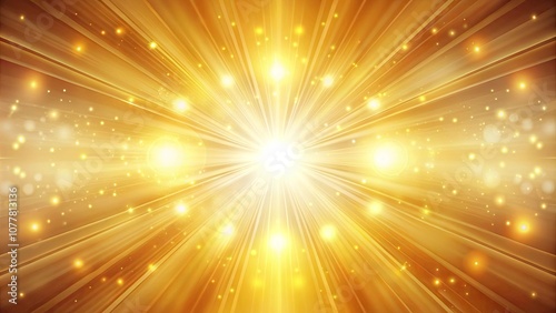 Abstract Burst of Golden Light Radiating from a Central Point, Surrounded by Gleaming Specks and Circular Glows