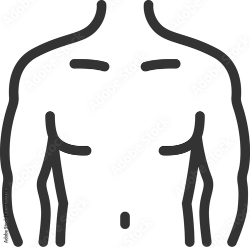 男性の引き締まった体のアイコン（線画）のイラスト
