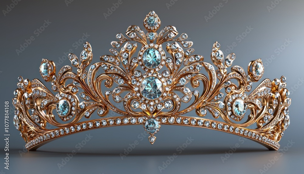 Obraz premium Ornate Gold Crown Adorned with Sparkling Diamonds