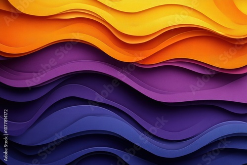 Wallpaper Mural Abstract Background with Layered Wavy Shapes in Yellow, Orange, Purple, and Blue Torontodigital.ca