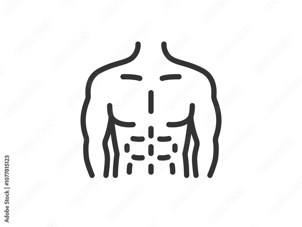 Obraz premium シックスパックの男性の体のアイコン（線画）のイラスト