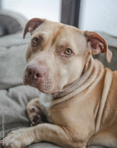 pitbull mix portrait 