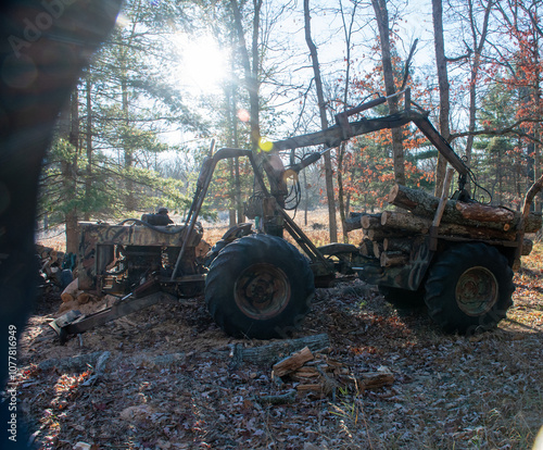 Timber Mule loaded with logs side view 