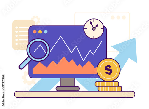 Stock trading statistics on computer screen