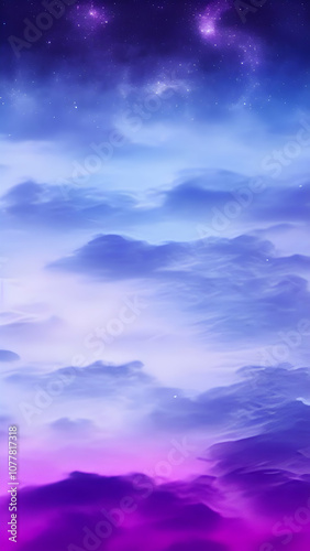 Purple gradient mystical moonlight sky with clouds and stars phone background wallpaper, mobile background.