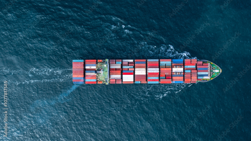 Container cargo ship global business logistic import export transportation, Container cargo ship freight shipping shipment international, Industrial business logistic freight by container cargo ship.