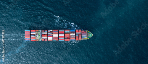 Obraz na płótnie Container cargo ship global business logistic import export transportation, Container cargo ship freight shipping shipment international, Industrial business logistic freight by container cargo ship. w salonie