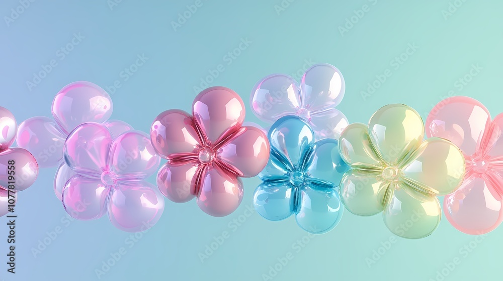 Fototapeta premium digital technology colorful glass bubble flower poster background