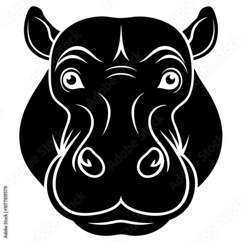 Hippopotamus head vector silhouette art illustration photo