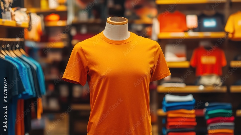 Orange T-shirt Displayed on a Mannequin Orange T-shirt Displayed on a Mannequin