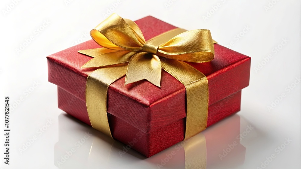 A red gift box adorned with a lustrous golden bow, a symbol of celebration and anticipation. A red gift box adorned with a lustrous golden bow, a symbol of celebration and anticipation.