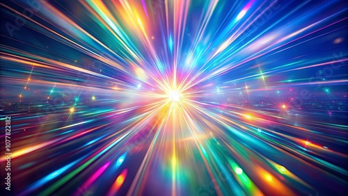 A cosmic explosion of radiant color, bursting forth with luminous lines, creating a symphony of vibrant light