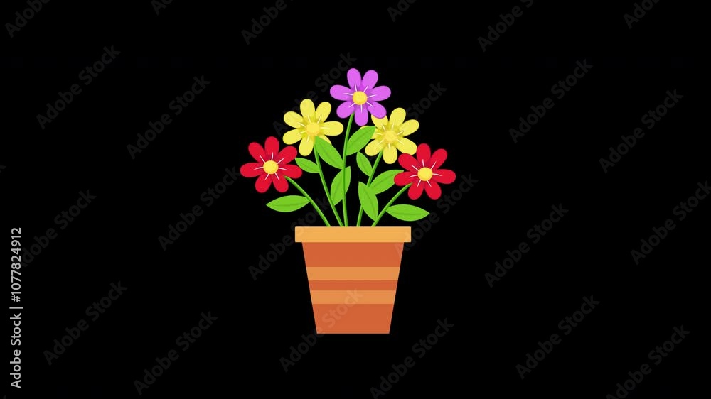 flowers in a pot icon concept animation with alpha channel flowers in a pot icon concept animation with alpha channel