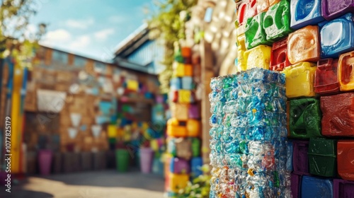 Wallpaper Mural Recycled Plastic Bottle Wall Art in Vibrant Colors Torontodigital.ca