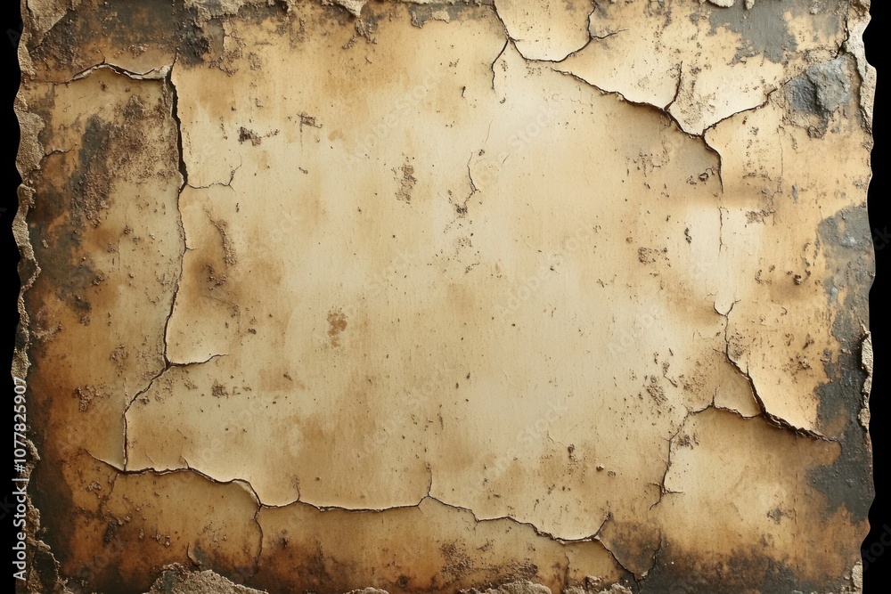 Obraz premium Cracked and Weathered Beige Surface with Brown Edges