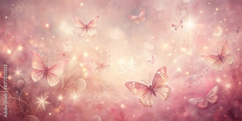 A Dreamy Tapestry of Delicate Butterflies and Shimmering Stardust, Embellished with Soft Bokeh and Whimsical Glow