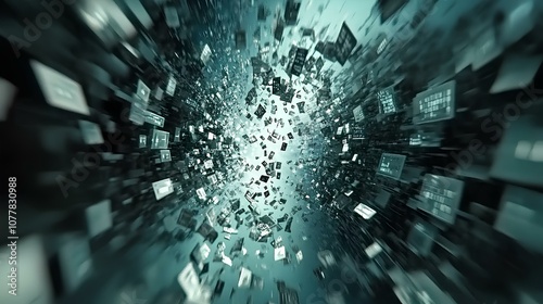 Explore the dynamic movement of digital data in a high-tech visual environment