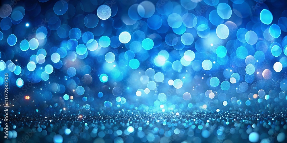 A vibrant blue bokeh background with a sparkling glitter texture.