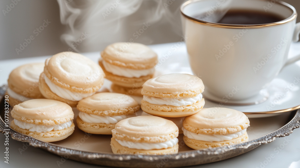 Macarons and coffee