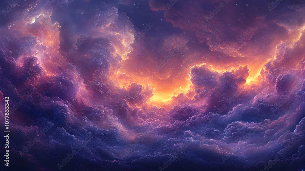 Abstract Purple and Orange Clouds Illustration Abstract Purple and Orange Clouds Illustration