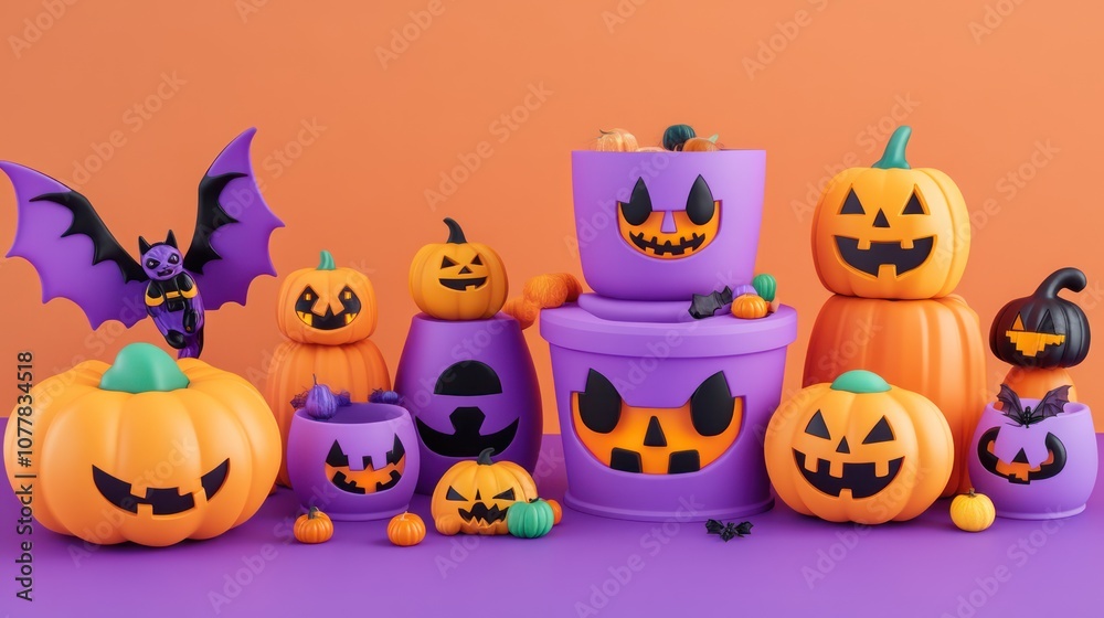 Random halloween stuff with random color background Random halloween stuff with random color background