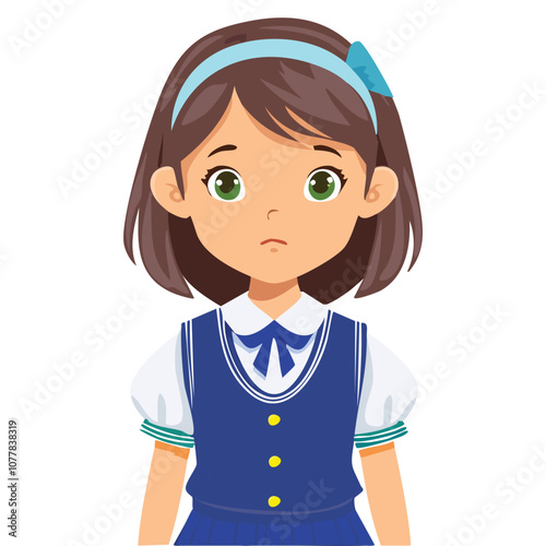 Portrait of a sad girl wearing a school uniform