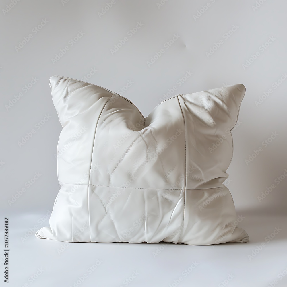 White leather pillow isolated on white background