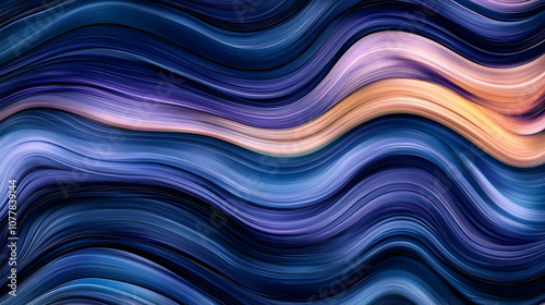 Abstract Background with Soothing Blue and Purple Wavy Lines