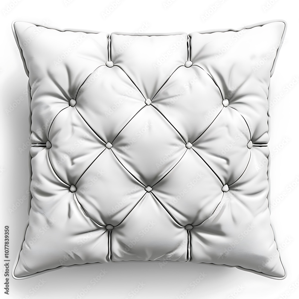 Fototapeta premium White leather pillow isolated on white background