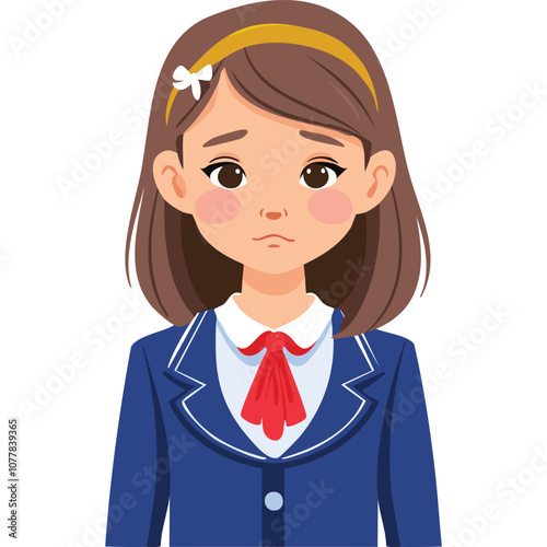 Portrait of a sad girl wearing a school uniform