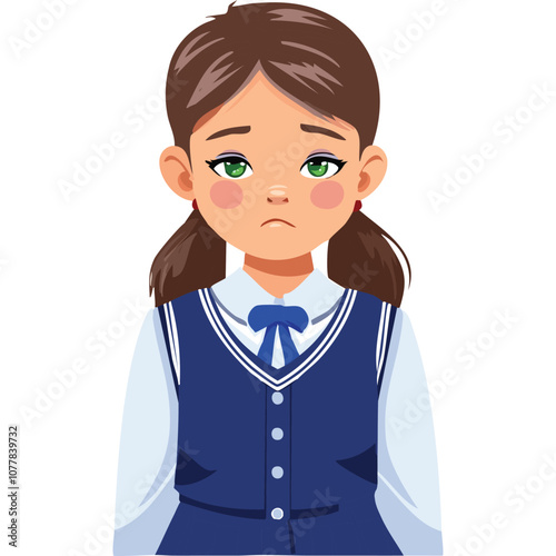 Portrait of a sad girl wearing a school uniform