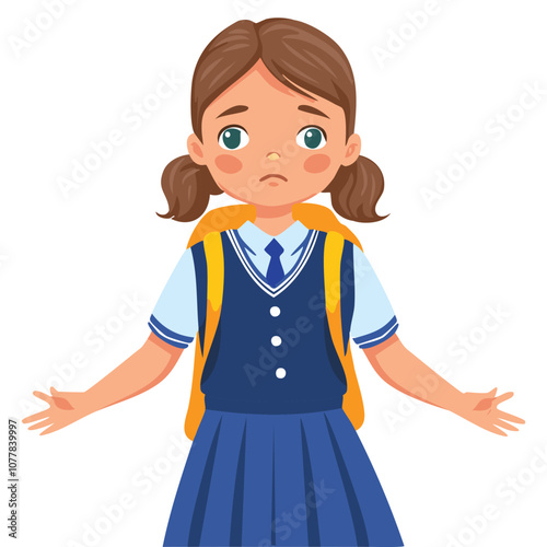 Portrait of a sad girl wearing a school uniform