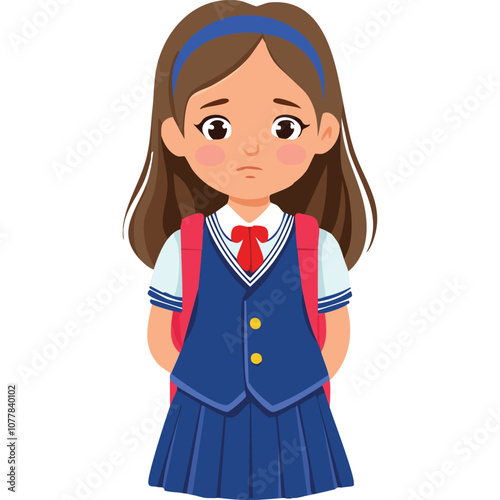 Portrait of a sad girl wearing a school uniform