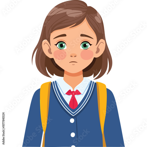 Portrait of a sad girl wearing a school uniform