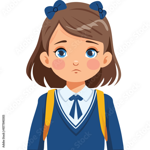 Portrait of a sad girl wearing a school uniform
