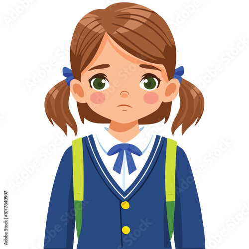 Portrait of a sad girl wearing a school uniform