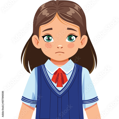 Portrait of a sad girl wearing a school uniform