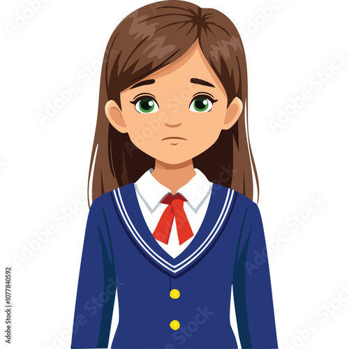 Portrait of a sad girl wearing a school uniform