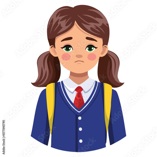 Portrait of a sad girl wearing a school uniform