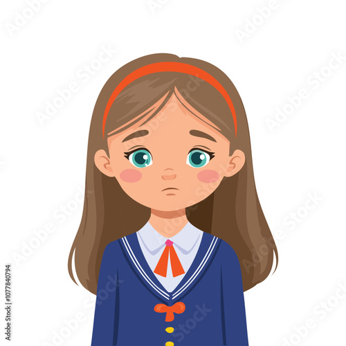 Portrait of a sad girl wearing a school uniform
