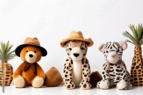 safari adventure animal print decorations stuffed animals and sa photo