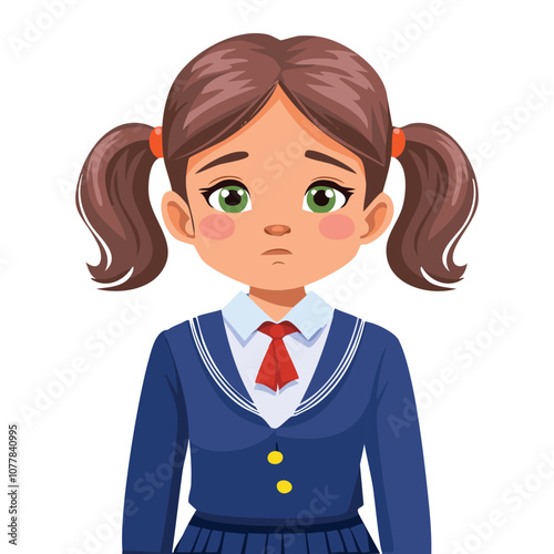 Portrait of a sad girl wearing a school uniform
