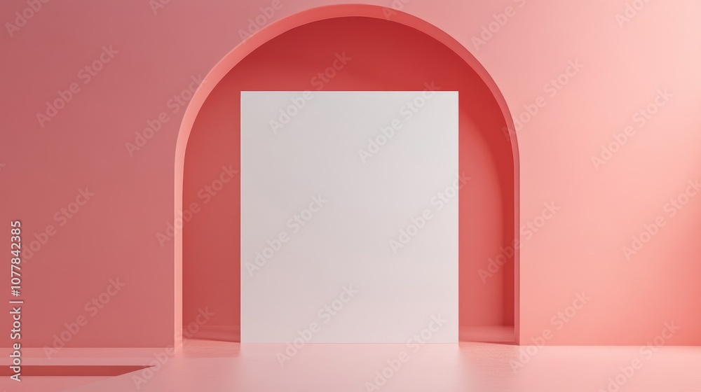White Panel in Pink Archway with Minimalist Design White Panel in Pink Archway with Minimalist Design