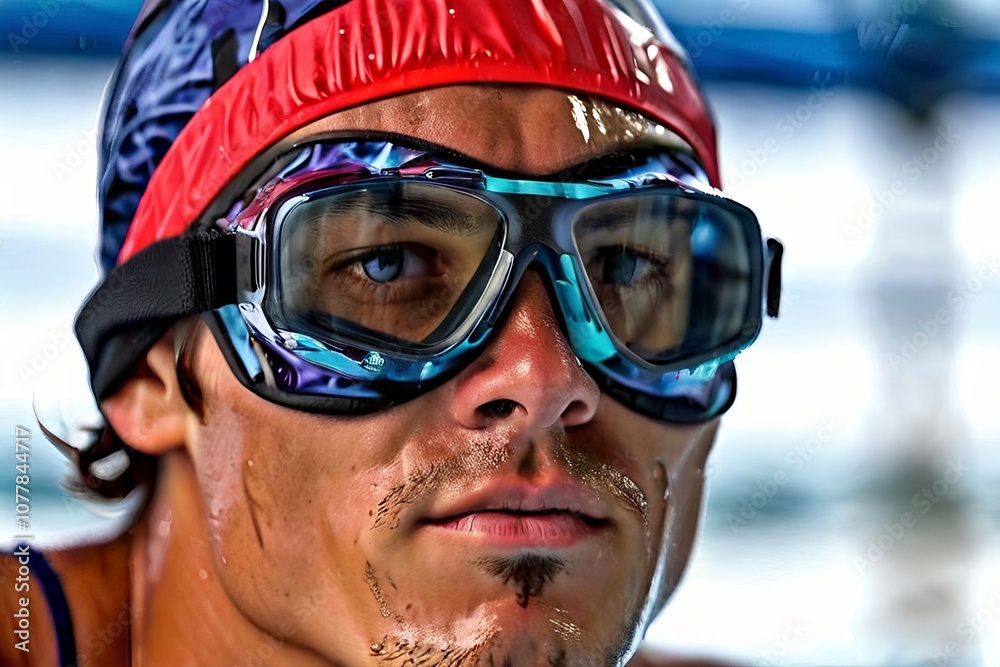 swimmer a swimmer adjusting their goggles with a ready and energ swimmer a swimmer adjusting their goggles with a ready and energ