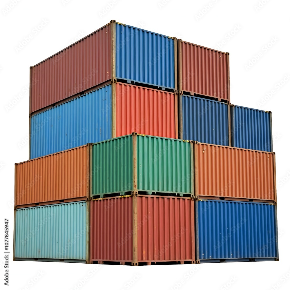Stack of shipping containers isolated on white background Stack of shipping containers isolated on white background