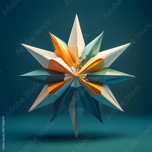 a star that is blue and orange with a star on it. Generative AI photo