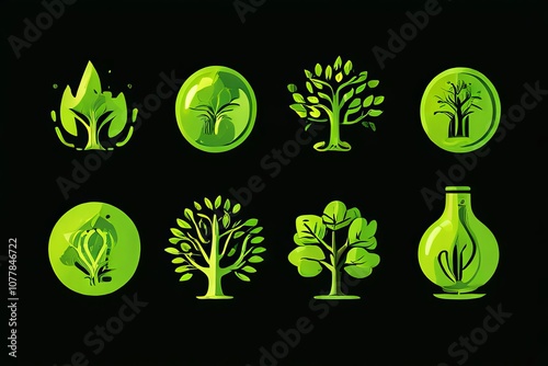 vector illustration of a set of eco friendly icons photo