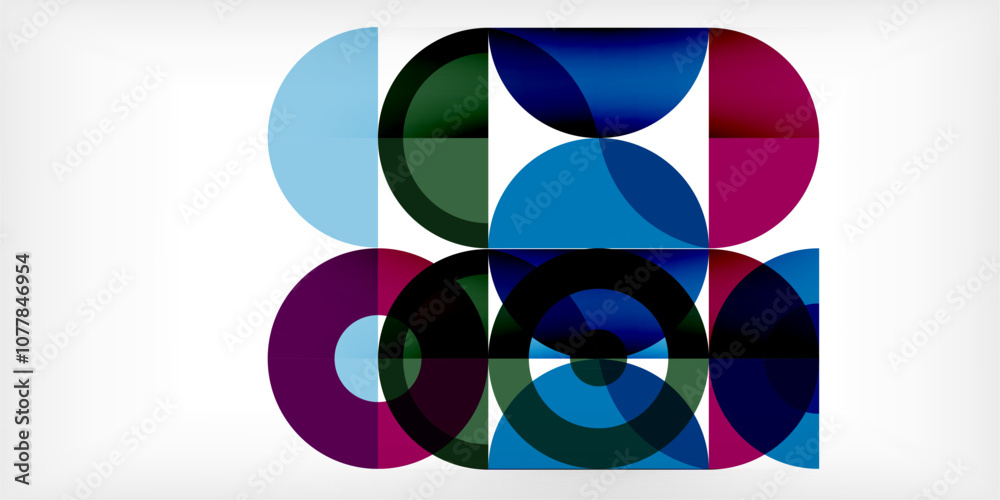 Minimal geometric abstract background. Circle square and triangle design. Trendy techno business template for wallpaper, banner, background or landing Minimal geometric abstract background. Circle square and triangle design. Trendy techno business template for wallpaper, banner, background or landing