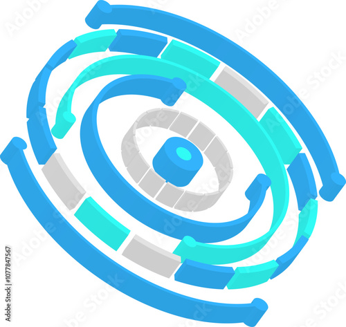 Circle line curve HUD digital interface, 3d element 